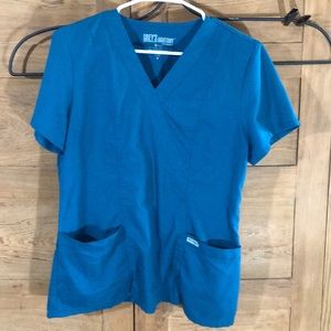 GREY’S ANATOMY teal blue scrub top sz med